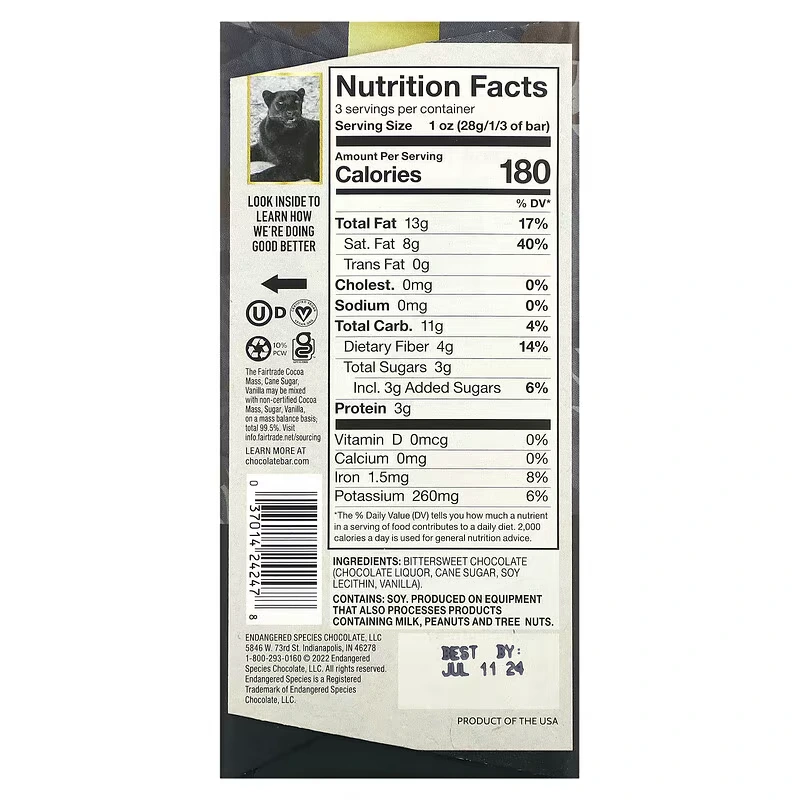 How to read a dark chocolate chocolate nutrition label. 