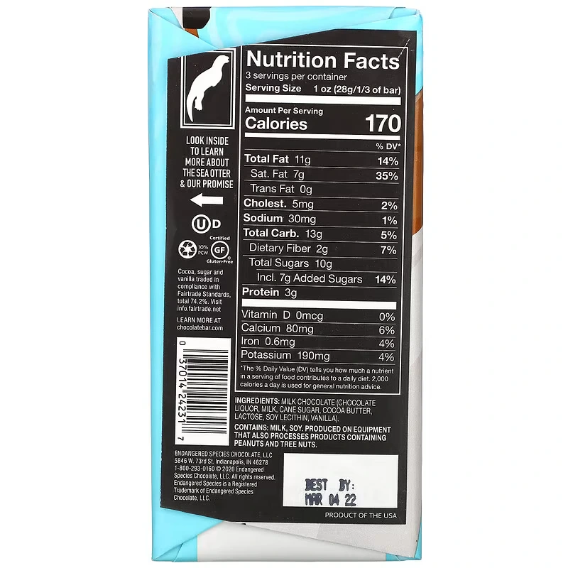 How to read a milk chocolate nutrition label. 